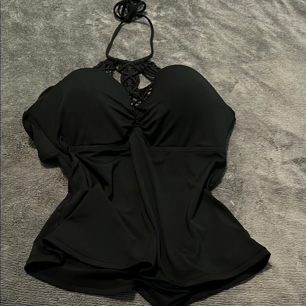 Ambrielle D Cup Black Tankini Top